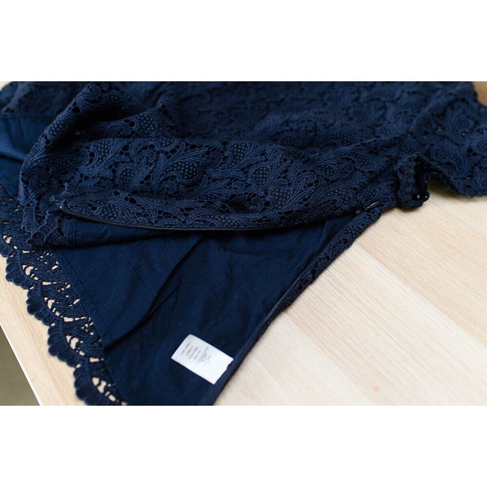 Talbots Top Petites 20W P blue eyelet lace blouse short sleeve office - Picture 7 of 10